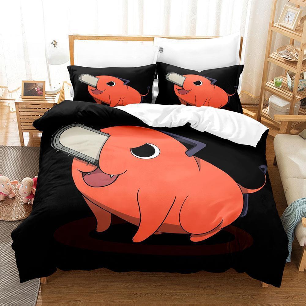 

Chainsaw Man Pochita Bedding Set Single Twin Full Queen King Size Bed Set Adult Kid Bedroom Duvetcover Sets Anime Bed Sheet Set EU Twin 135x200cm
