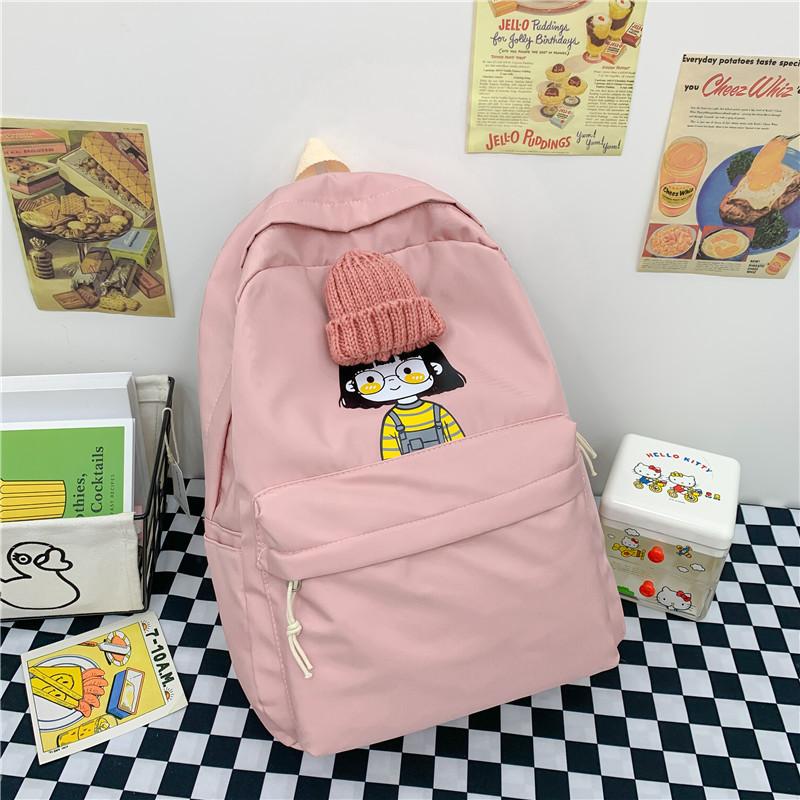 

2025 summer new hat girl cute cartoon backpack, middle school and university school bag, one piece of hair