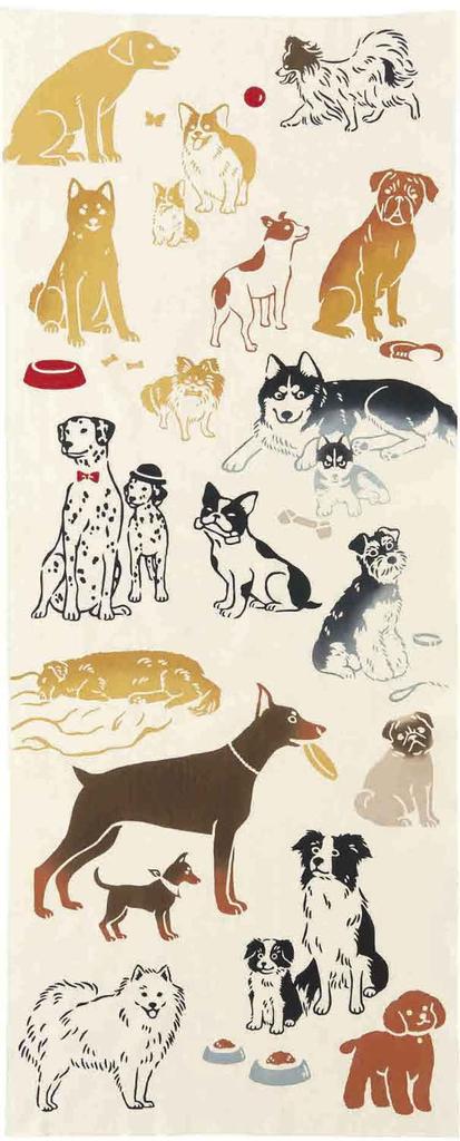 Kenema Tenugui hand Chusen dyeing Animals Favorite Dog 36 x 90 cm (Japanese towel) - - - -