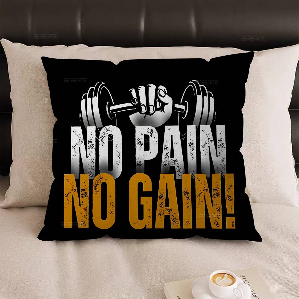 

No Pain No Gain GYM Cushion Cover Pillow Cover Decor Pillowcase Printed Cushion Case For Couch 12x12Inch