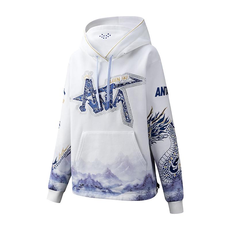 Anta Gu Ailing Blau-Weißes Porzellan Drachen Hoodie Unisex Hoodies Rein-Weiß 172617701-1 XL