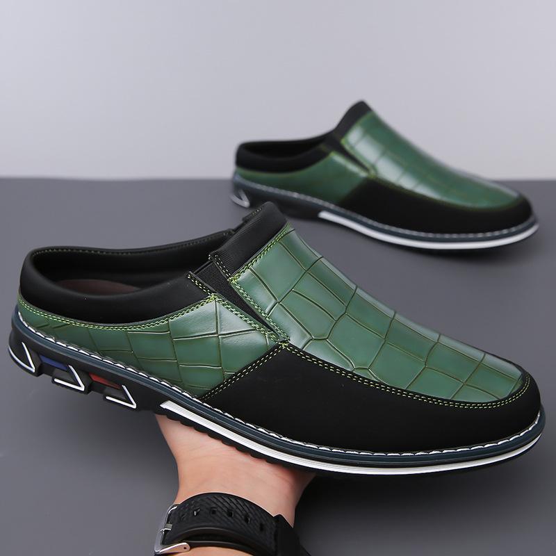 

Prince men s half-drag leather shoes 51 without heel 52 men s shoes casual lazy slippers large size 53 bag head slippers 53