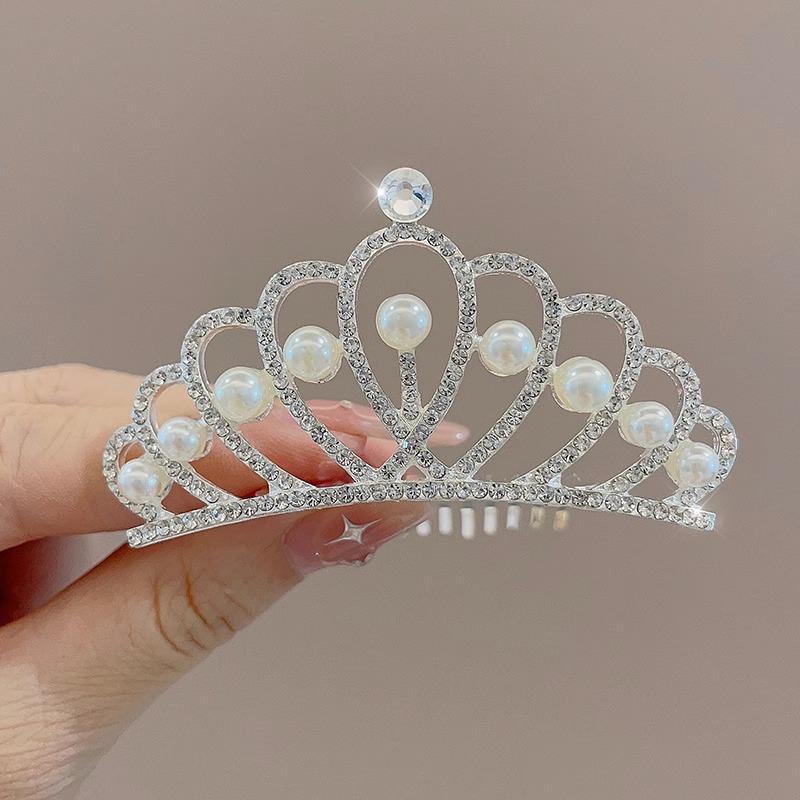 Dívčí princeznovská korunka sponka do vlasů ozdoba hlavy - Dětské vlasové doplňky na narozeniny a vystoupení