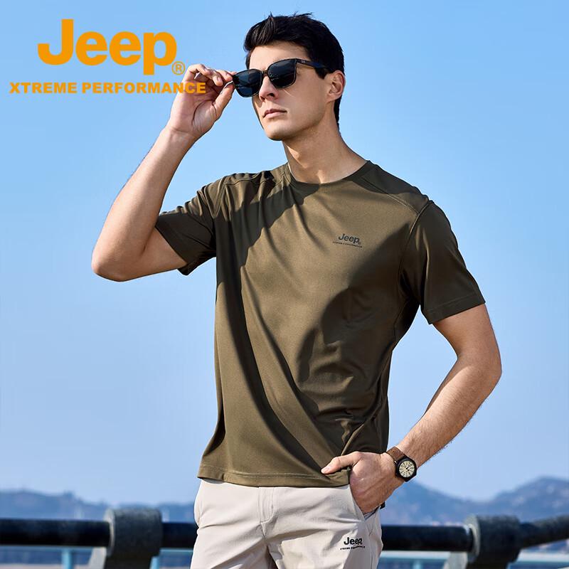JEEP Men s Quick-Dry Round Neck Short Sleeve T-Shirt L