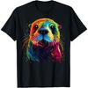 Otter Face Colorful River Sea Animal Art Lover Cute Black T-Shirt