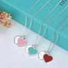 Double Color Heart Pendant Necklace For Women Girls Elegant  Heart Shaped Pendant Bracelet Jewelry Accessories Gifts