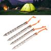 4PCS Tent Stakes with Rope Ti Alloy V Shaped Canopy Pegs for Outdoor Camping Beach Lawn Silver