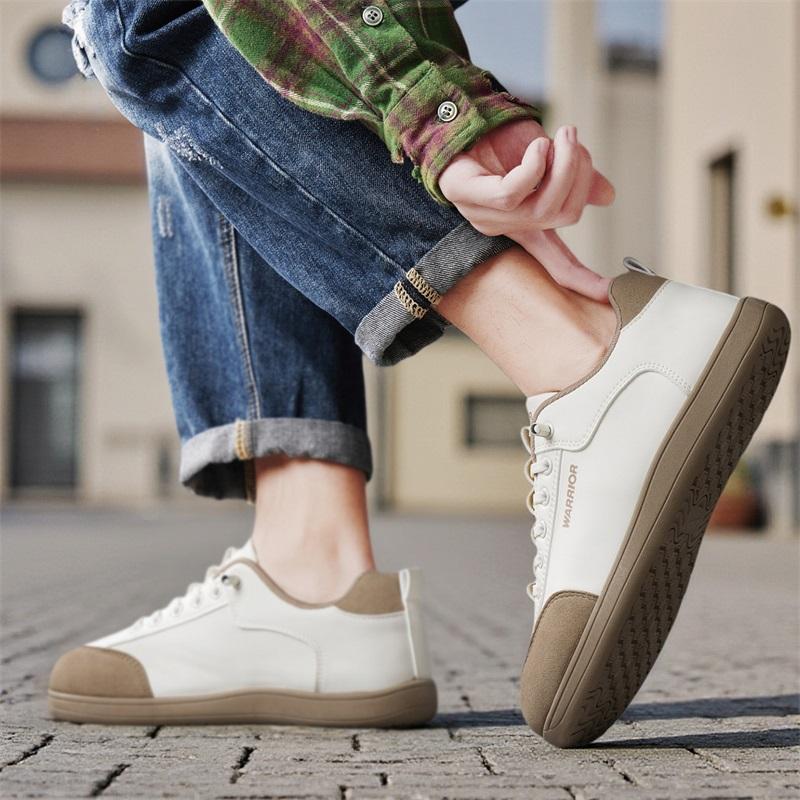 Warrior Stylish Trendy Simple Versatile Slip-On Loafers Low-Top Casual Shoes Men sneakers Beige WXP(WZ)-300402