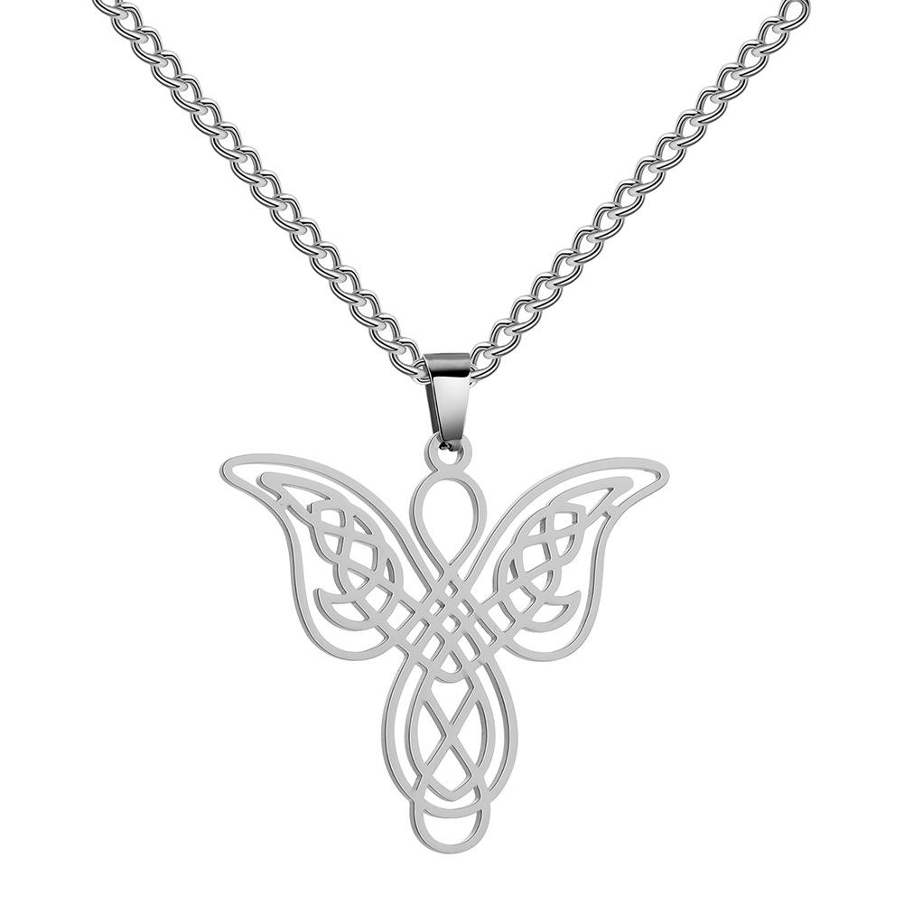 

Titanium Steel Hollow Butterfly Celtic Knot Pendant Necklace Women Fashion Jewelry