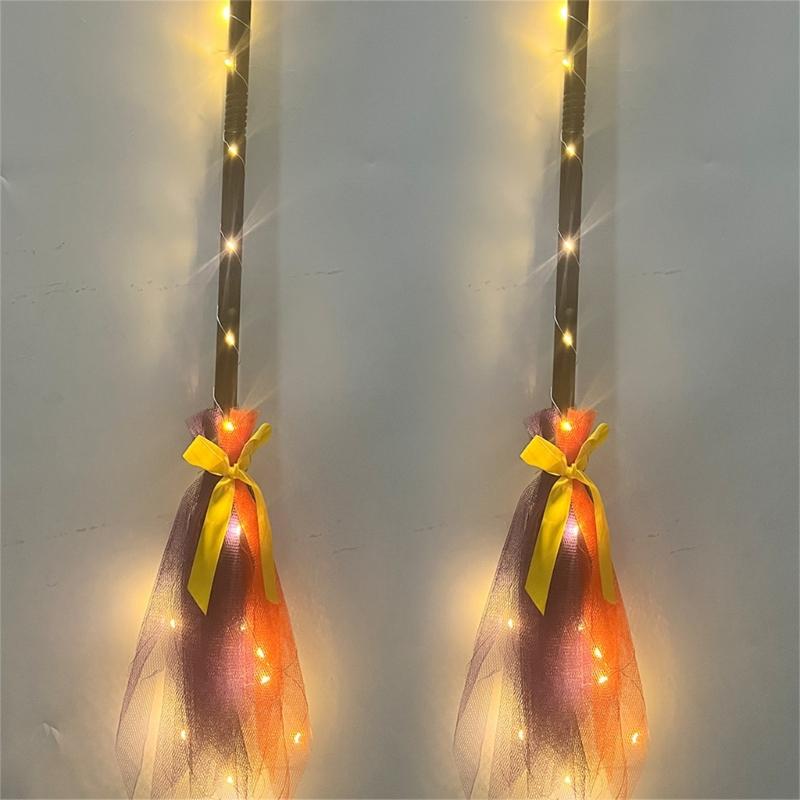 1PC Halloween Witch Broom Kids Plastic Cosplay Broom Props for Costume Party