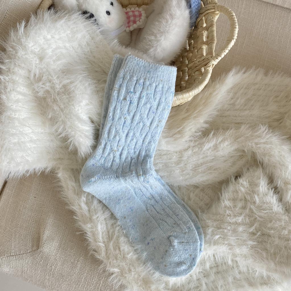 Color Twist Socks Medium Tube Socks Season Thickened Warm Winter Retro Soft Waxy Versatile Stockings