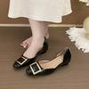 2025 New French Square Head Single Shoes Flat Summer with Skirt Shallow Mouth Hollow One Pedal Fairy Style Grandma Shoes