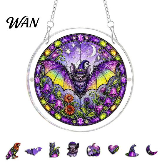 Indoor Outdoor Halloween Decor Acrylic Puzzle Suncatcher, 7.87 Inch Sun Catcher Window Living Room Hanging Ornament, Ideal for Gifting and Home