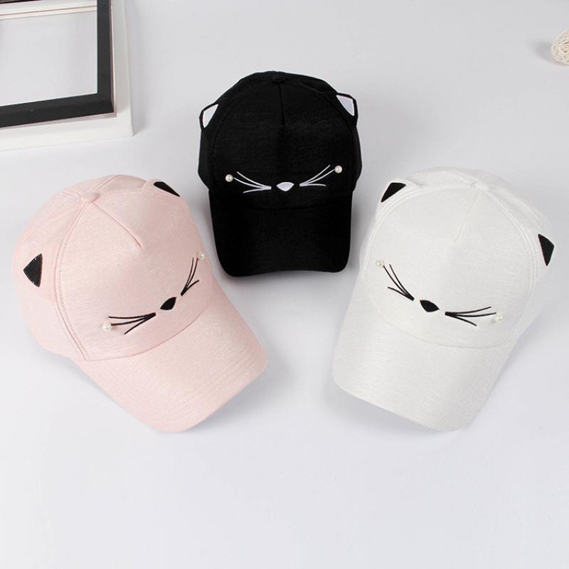 Children's Cartoon Hat Female Summer Versatile Sweet Cute Baseball Cap Personality Big Flower Cat Student Cap