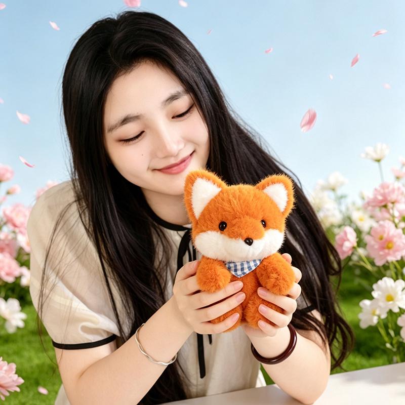 18cm Niedliche Plüschfuchs Begleiterpuppe Weiches Stofftier Kawaii Schlaftier Für Mädchenzimmer Dekoration Schreibtischdekoration Geschenk