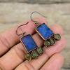 Blue Druzy Gemstone Earring Electroformed Copper Earrings Green Tourmaline Rough Earring Electroformed Jewelry Gift For Her Handmade Earring