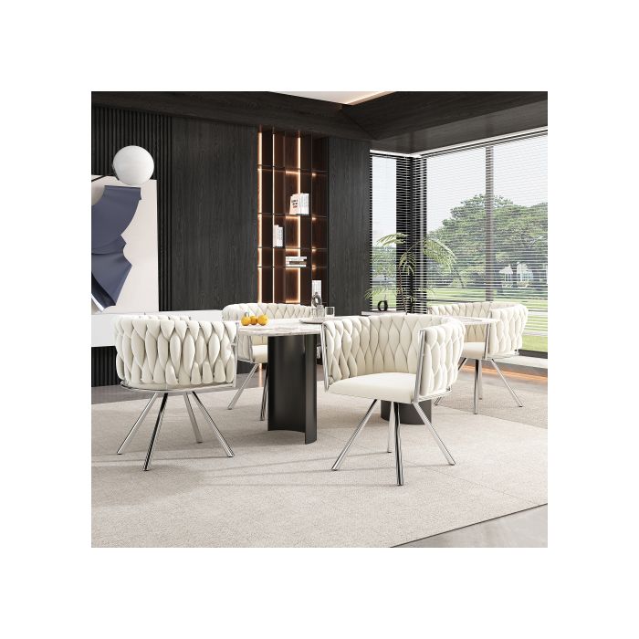 Chaise de salle à manger - MUVOE - Velours - Pivotante 360° - Design ergonomique - Lot de 4