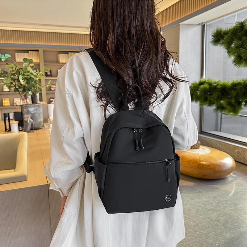 Casual Women's Backpack Lightweight Spring New Style Artistic Pure Color Travel Nylon Street Trend Breathable Small Size Backpack