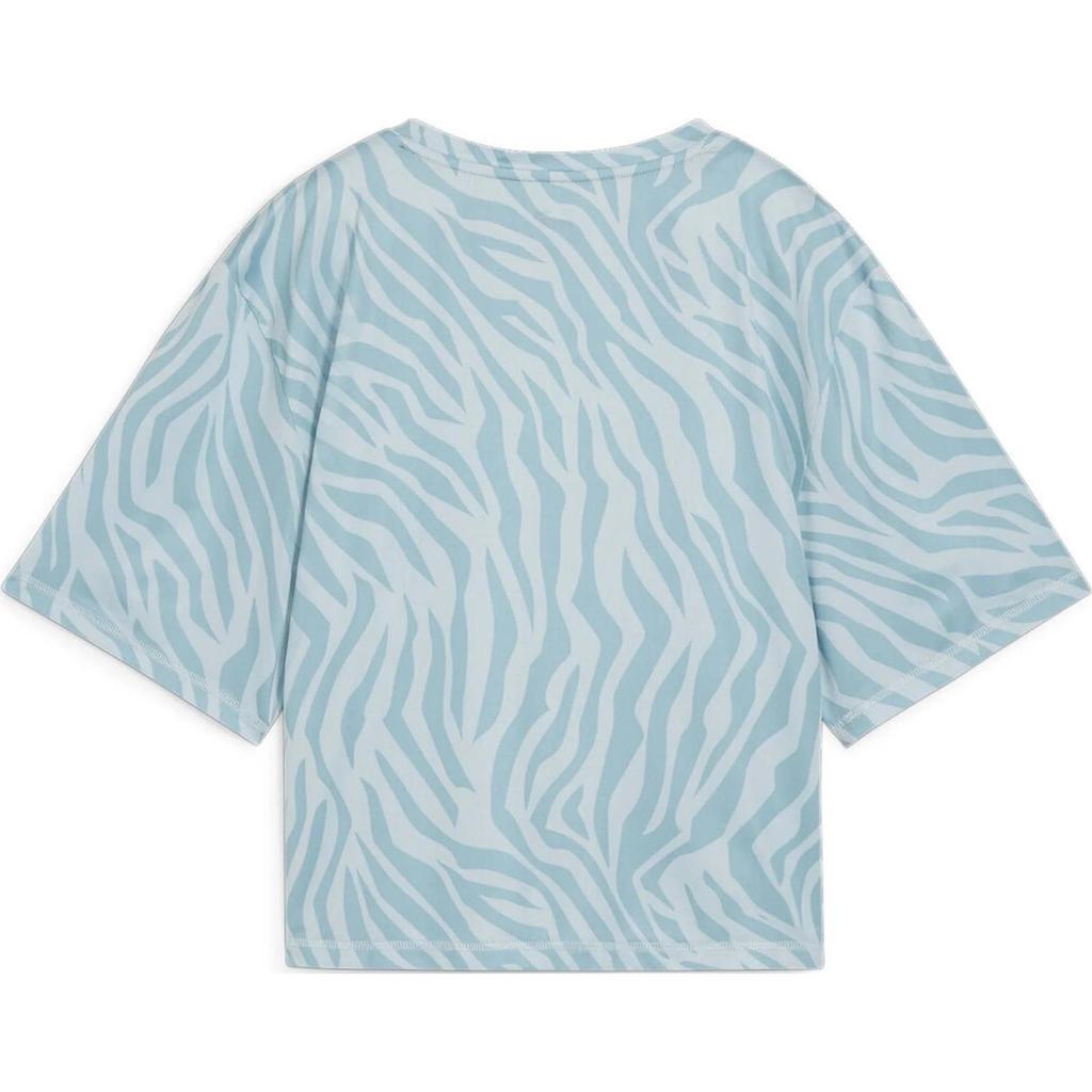 Puma All Over Print Crew Neck Short Sleeve T-Shirt Women Tops Blue 523215-21