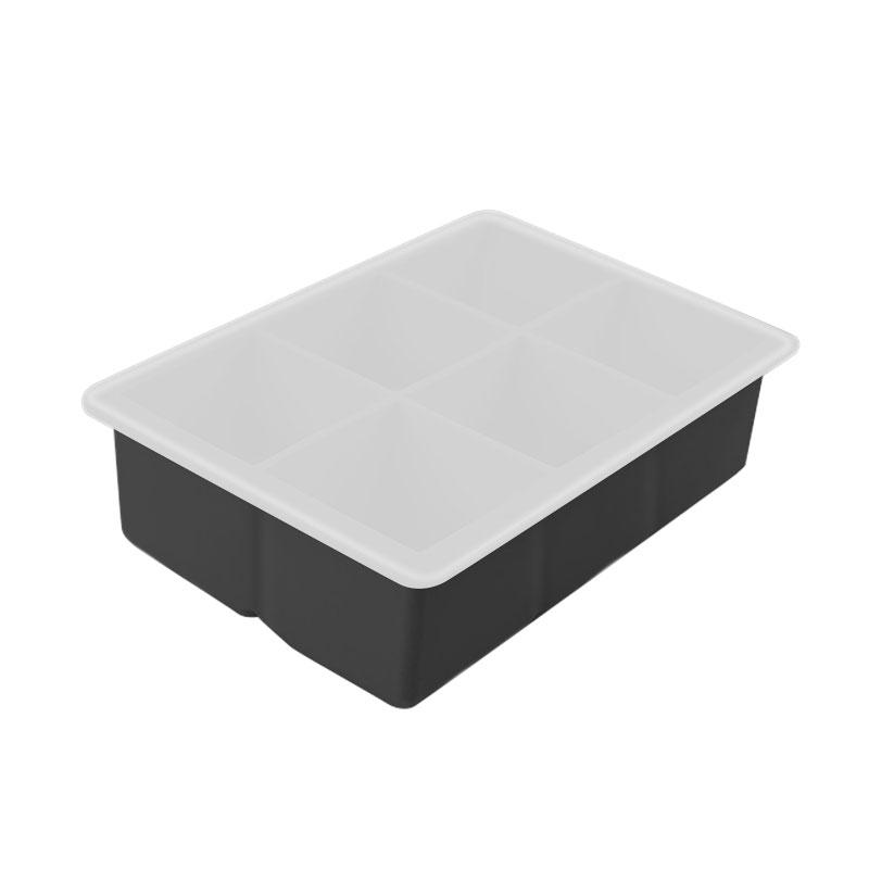 6/15 Grid Big Square Ice Cube Trays Flexible Silicone Ice Cube Molds with Lid Stackable Ice Cube Maker for Freezer Containers