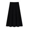 Large High-Waist A-Line Skirt for Women - 2024 Spring, Medium-Length, Black, Fashionable Korean Style Umbrella Skirt