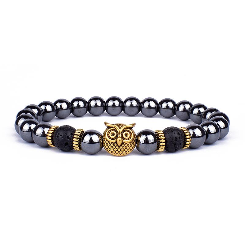 Vintage Lion Head Beaded Bracelets Men Obsidian Lava Stone Dog Paw Charm Bracelets & Bangles for Women Friendship Jewelry Gift