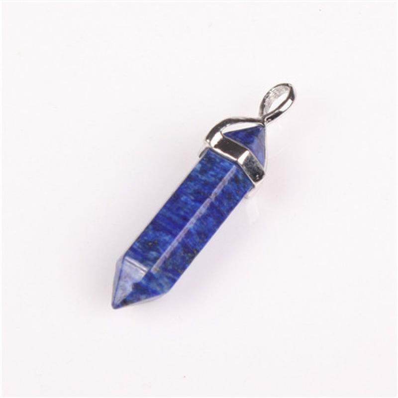 Bohemian Style Agate Crystal Quartz Hexagonal Bullet Pendant Necklace