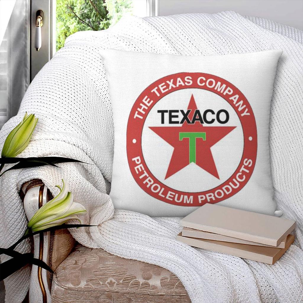 Vintage Texaco Logo Square Pillowcase Pillow Cover Polyester Cushion Zip Decorative Comfort Throw Pillow for Home Sofa