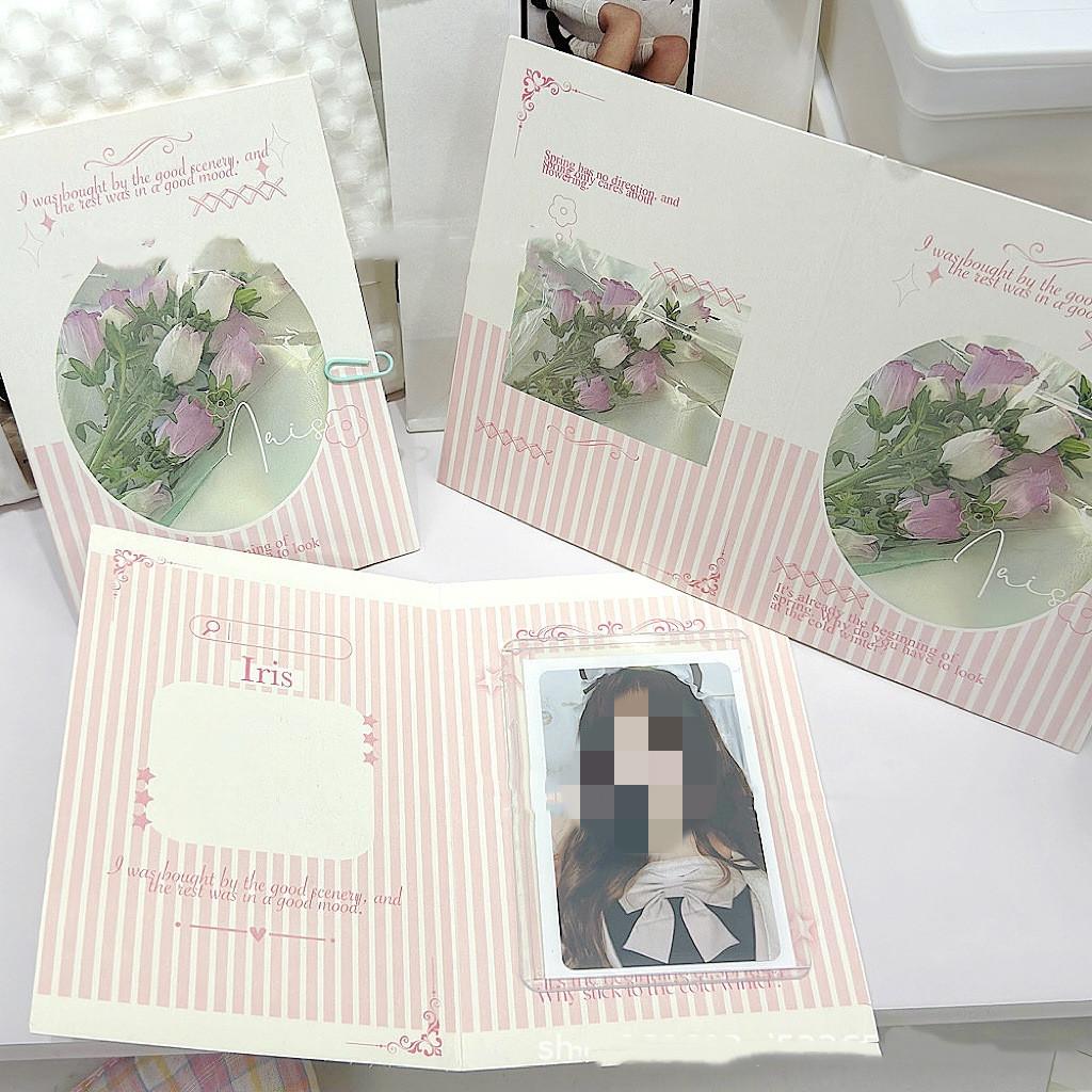 10Pcs Cute Korean Kpop Photocard Holder 3-inch Photocard Back Card Foldable Card Holder Decor Paper Board DIY Packing Material