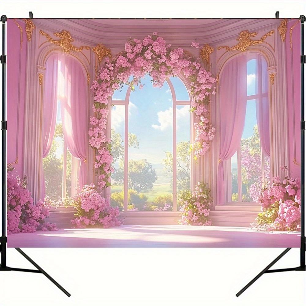 Spring Rose Polyester Fabric Background Wall - Elegant Flower Wedding Party Decoration