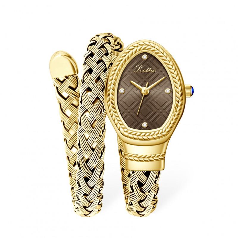 Scottie 9791 Womens Oval Quartz Watch Retro Style Braided Strap Fashion Wristwatch