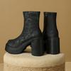 Block Heel Platform Skinny Elastic Boots European and American Retro Super High Heel Small Man Platform Hate Sky High Booties