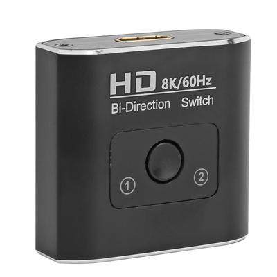 HD Multimedia Interface Switch 8K 60Hz Bidirectional 2 Ports 48Gbps High Speed Video Splitter for