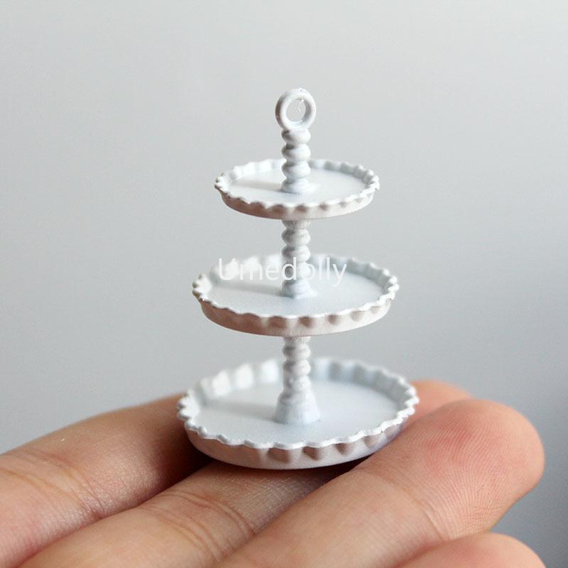 1/12 Scale Cute Mini Macaron Miniature Dollhouse Cake Tripod Pretend Play Simulation Food for Doll Kitchen Toy Accessories