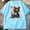 Funny Cat RaUnisex Graphic Tee Japanese Kawaii Anime Cat TShirt Cotton Short Sleeve Oversized Loose Short Sleeve Tee Streetwear