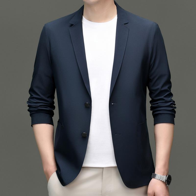 Suit Men's Spring/Summer Business Casual Embossed Seamless High-end Feel Ice Silk Suit Sun-protective Jacket