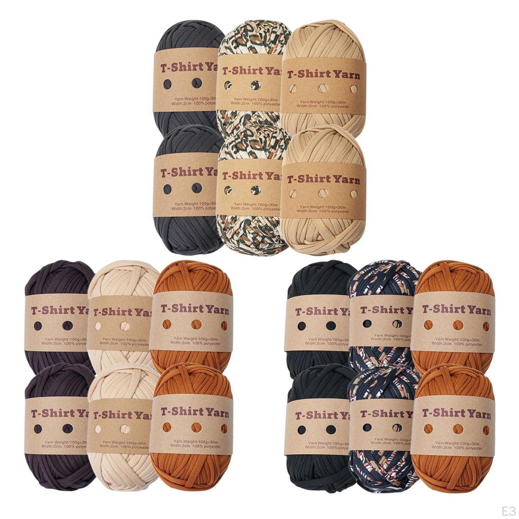 -Pack Knitting Yarn, T-shirt 196 Yards Total Length, Chunky Yarn for Carpets, Handbags,