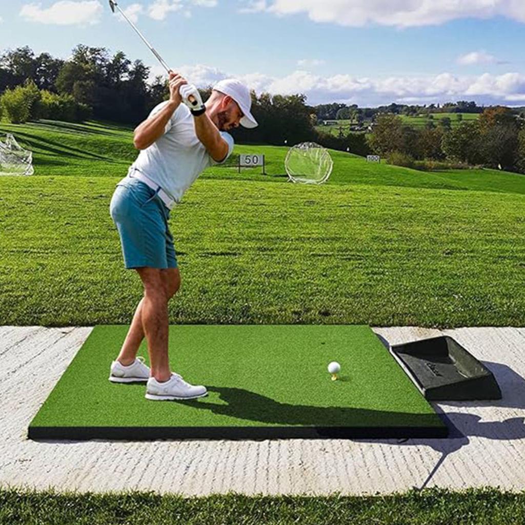 Artificial Turf Golfing Mat 5x4FT Thickened Golfing Practice Hitting Mat with 9 Balls Indoors Outdoors Golfing Training Mat