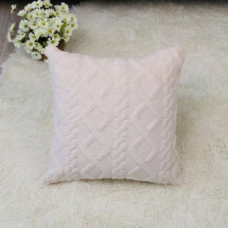 New Style Sofa Pillow Jacquard Plush Geometric Three-dimensional Pillow Case Living Room Bedside Cushion Cushion
