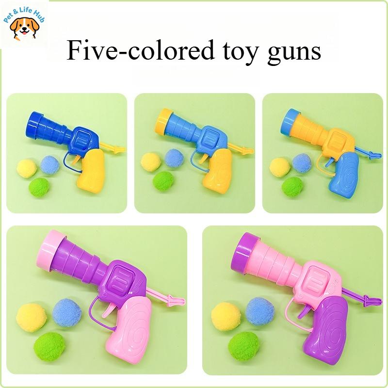 Cat Toy Interactive Entertainment Toy Gun Plush Ball Shooting Gun Silent Polyester High Elasticity Ball Cat Teasing stickDog Toy