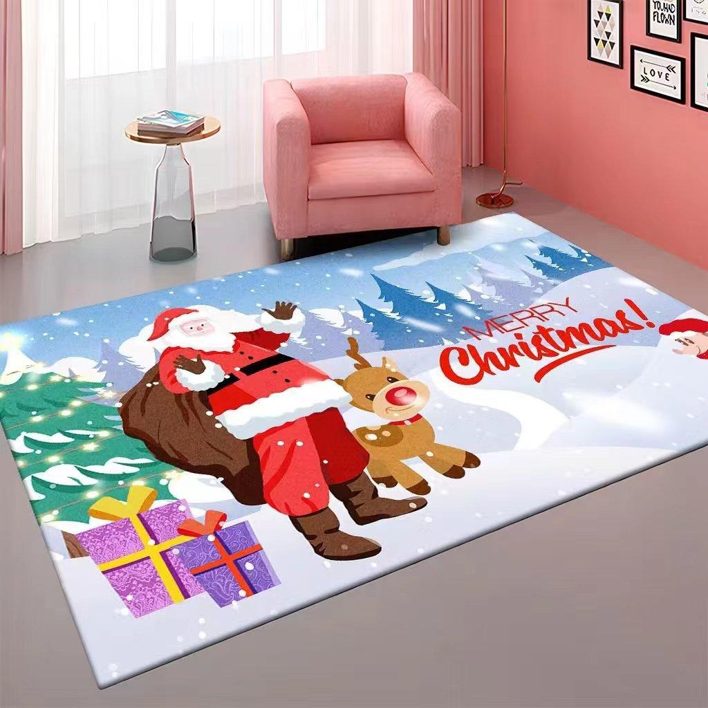Cartoon Christmas Carpet, Living Room Easy To Clean Sofa Coffee Table Floor Mat Bedroom Full Of Bedside Blankets