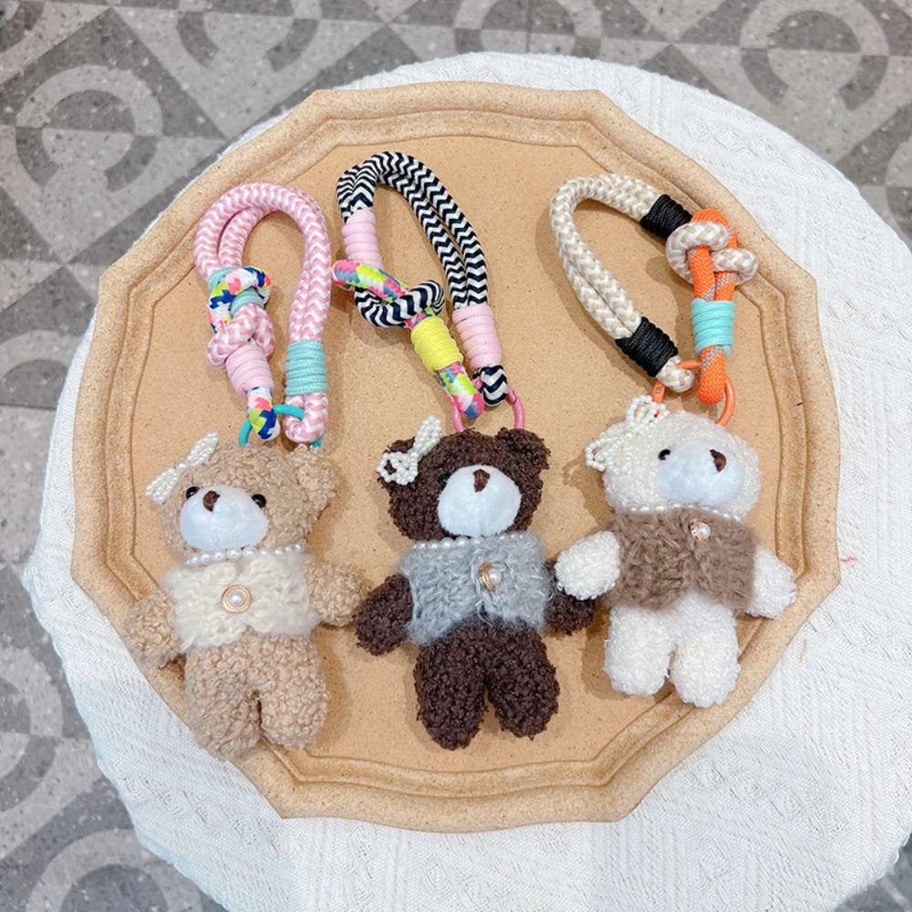 Cartoon Plush Bear Keychain Funny Key Ring Cute Bag Hanging Charms Girls