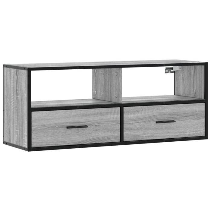 VidaXL Meuble TV sonoma gris 100x31x39,5 cm bois d'ingénierie et métal, support TV, armoire média, console TV, meuble HiFi, 848932