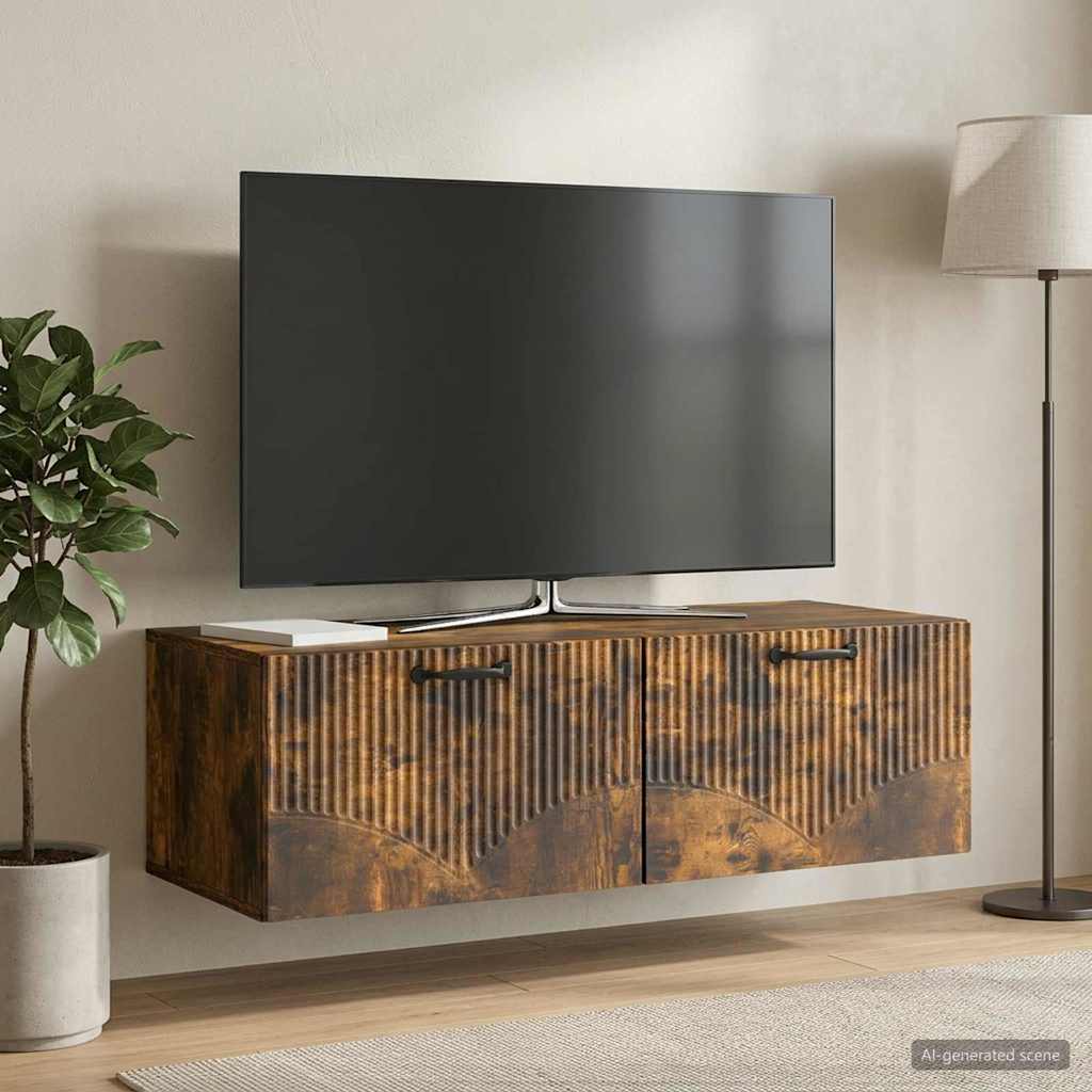 Wall Mounted TV Cabinet Smoked Oak 98 x 41 x 30 cm
