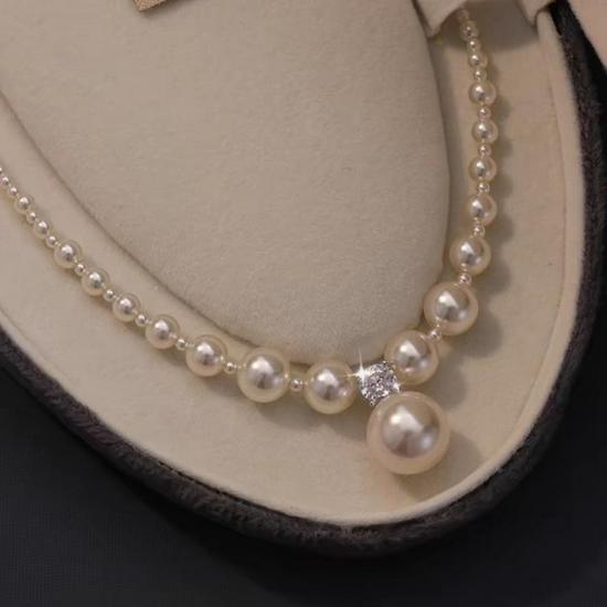 Pearl Gradient Clavicle Necklace - Women's Fashionable French Bead Jewelry
