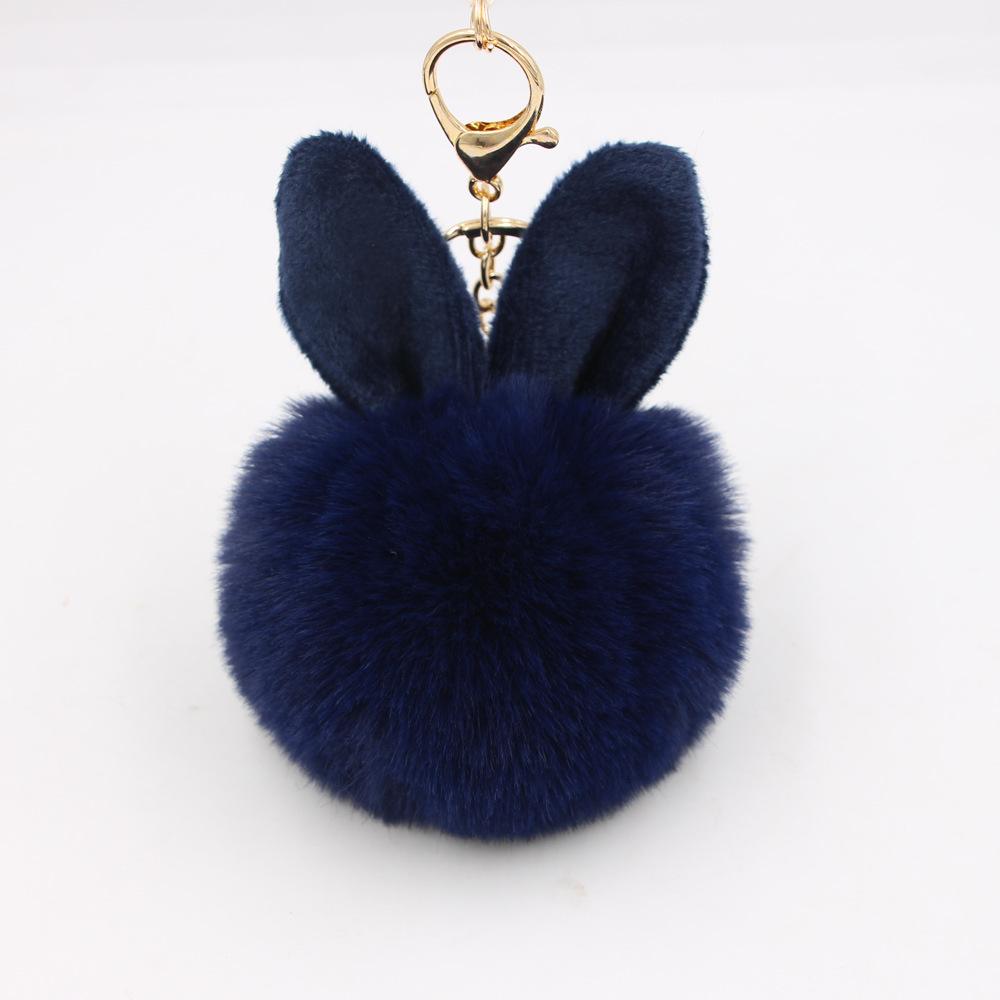 New Fluffy Keychain Pompom Rabbit Ear Toys Plush Rabbit Key Chain Fur Woman Bag Charms Keyring Car Pendant Holder Jewelry