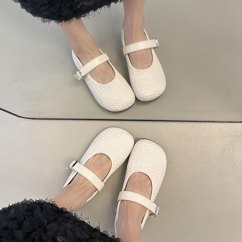 French flats silver single shoes women's summer 2025 new models with skirts light mouth Mary Jane shoes small leather shoes evening shoes