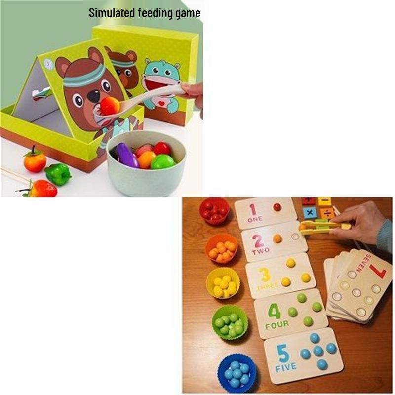 Toddler Montessori Bead Clipping Toy for Hand-Eye Coordination and Fine Motor Skills Training, Ages 2-3