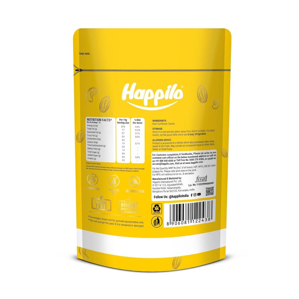 Graines de tournesol (250g), Graines de tournesol 100 % pures de qualité supérieure, Happilo