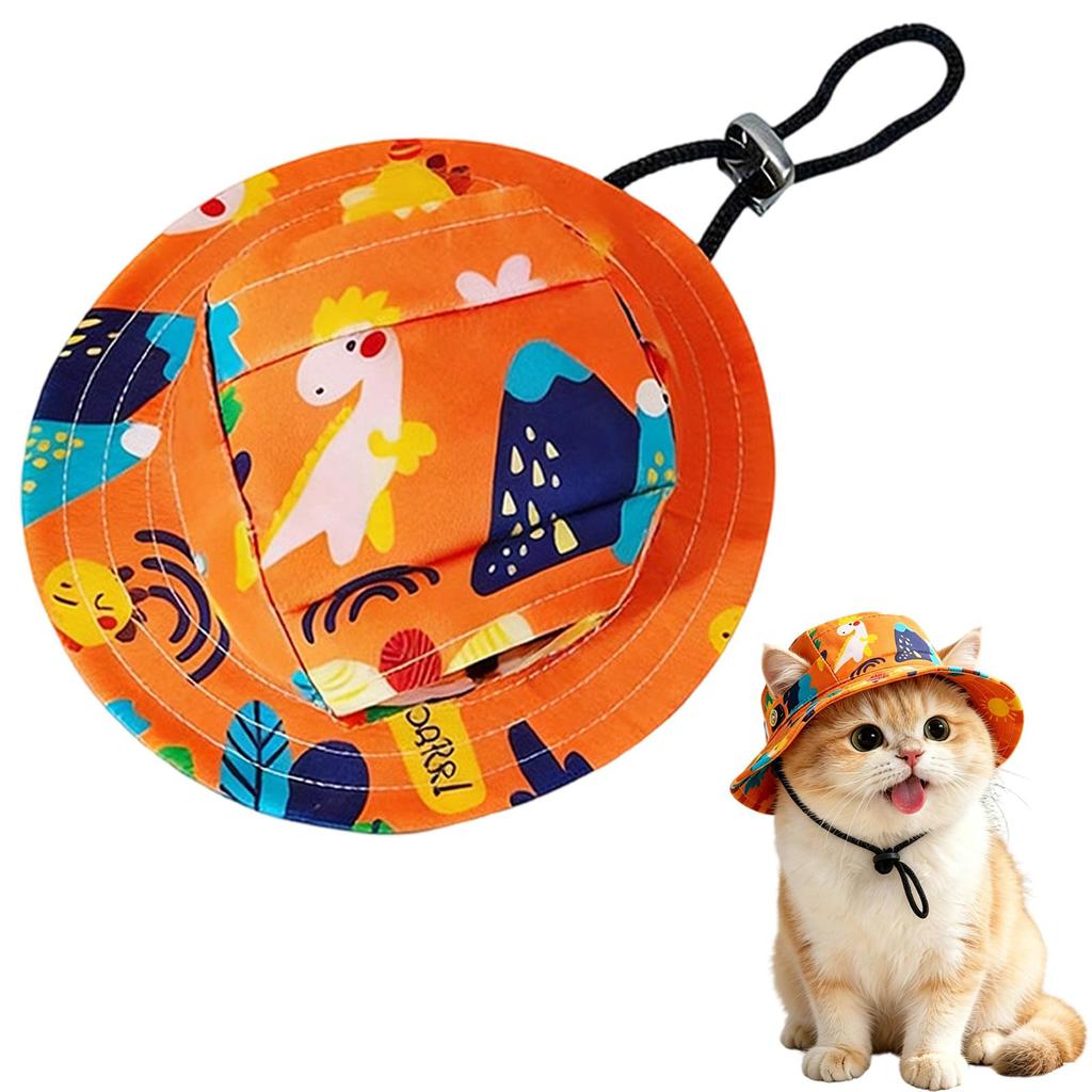 Adjustable Pet Hat with Wide Brim and Ear Hole Design Lightweight Sun Protection Cap for Dogs and Cats Outdoor Use